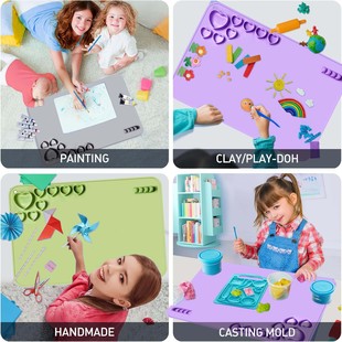 Cross-border New Silicone Painting Pad Children's DIY Art Graffiti Pad Silicone Cat Paw Painting Pad Erasable and Washable