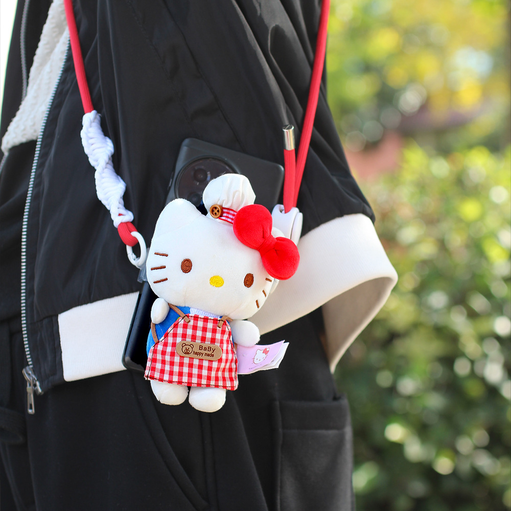 Clip de espalda para teléfonos móviles universales hellokitty felino muñeca de peluche corda de cinturón adorable ajustable muñeca de dibujos animados image 2