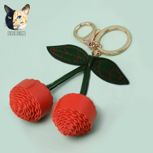 时尚樱桃皮质钥匙扣精致小巧闺蜜配饰可爱包包挂件女包手工PU挂件