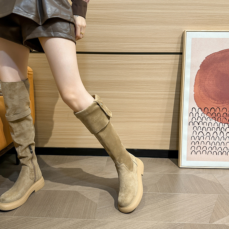 Overknee-Stiefel Damen Overknee-Stiefel Herbst/Winter Plateau Maillard Overknee-Stiefel Braune Ritterstiefel_voghion.com