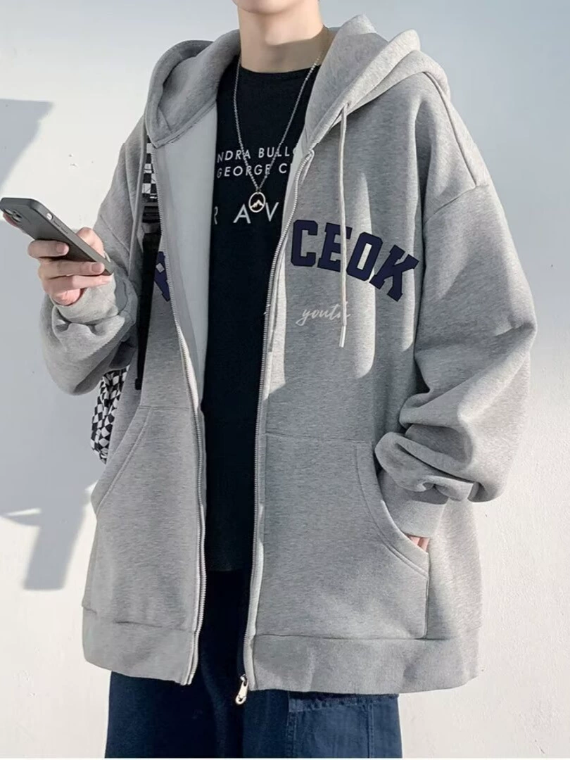 Autumn demi-season jacket, sports hoody, sweatshirt, American style