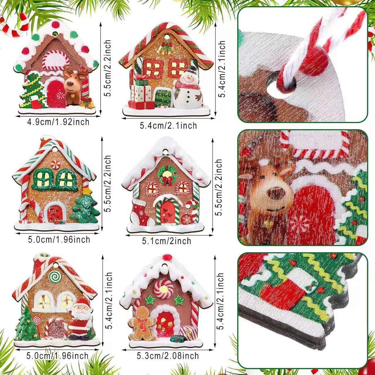 Decoración de árbol de Navidad de madera para casa de pan de jengibre decoración de cabana colgante adecuado para la fiesta de Navidad