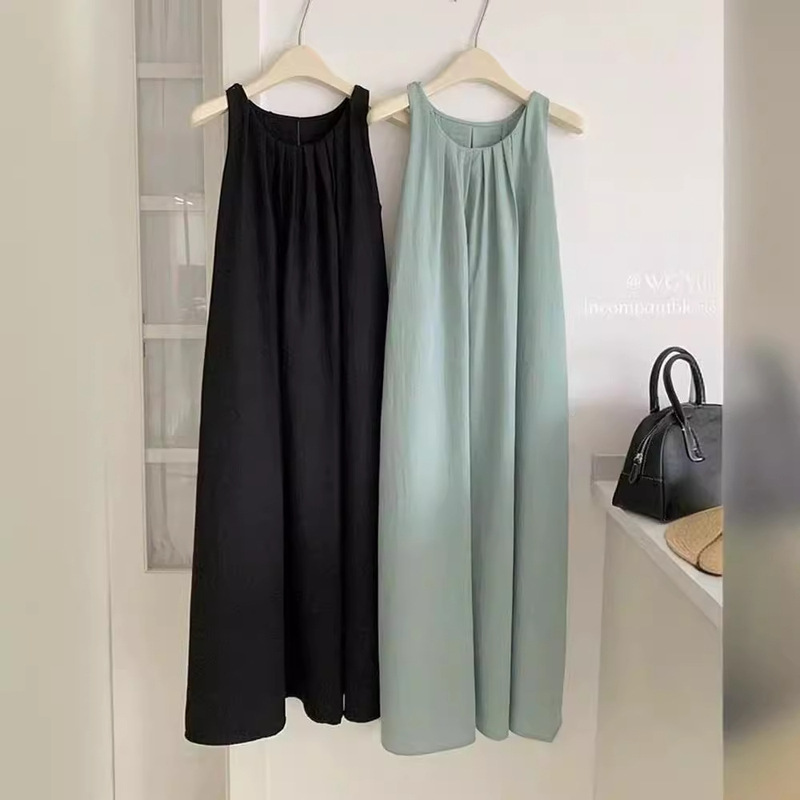 (with Flap Pocket Pantss) French Skirt Seaside Vacation Dress Women's Summer Loose Sleeveless Vest Skirt A-Line Long Skirt (with Flap Pocket Pantss) French Skirt Seaside Vacation Dress Women's Summer Loose Sleeveless Vest Skirt A-Line Long Skirt