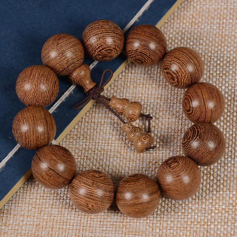 Rosary wooden bracelet, round walnut beads, sizes 6–15 mm, 108‑bead and bracelet options