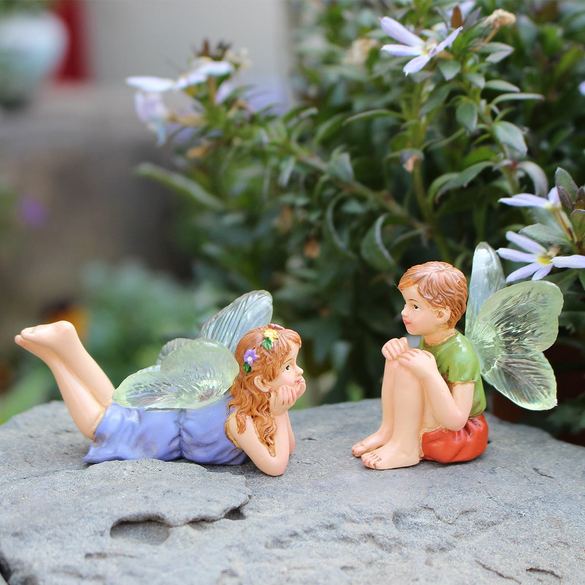 Spring New Product Creative Boys and Girls Resin Ornaments Garden Courtyard Terrace Decoration Flower Fairy Landscaping Ornaments Now