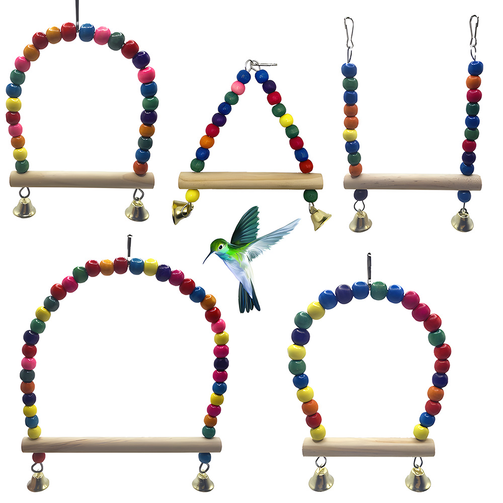 Loro juguete pájaro juguete colorido columpio escalera soporte Rod Bird Cage accesorios mascotas suministros de aves al por mayor image 5