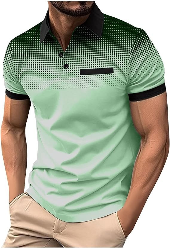 Polo de hombre con estampado 3D para comercio transfronterizo 2025, camiseta polo sin mangas informal con patrón para hombre, estilo D de seda helada.