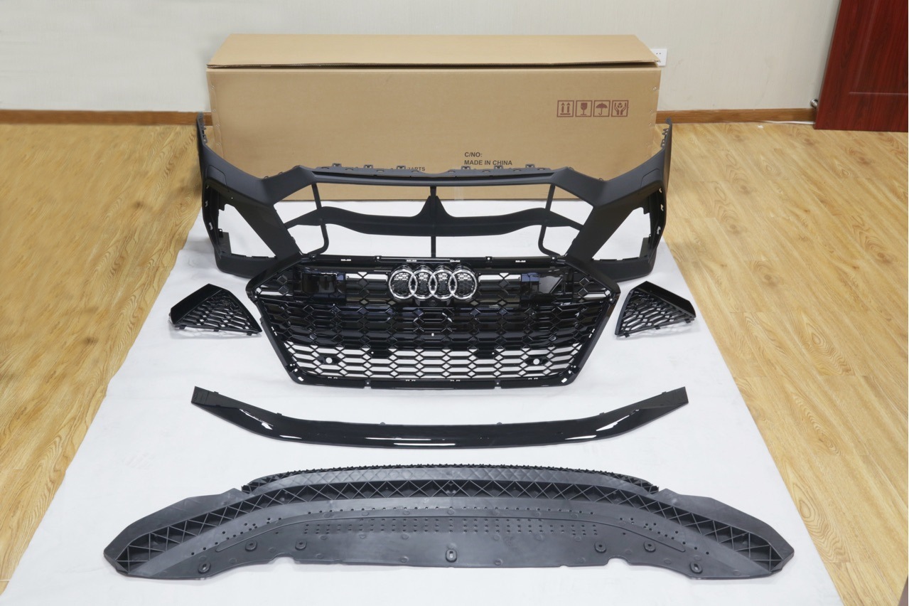 Suitable for 19-24 Audi A7L modified with RS7 honeycomb grille front bumper assembly, rear bumper, rear lip, and exhaust tip body kit
