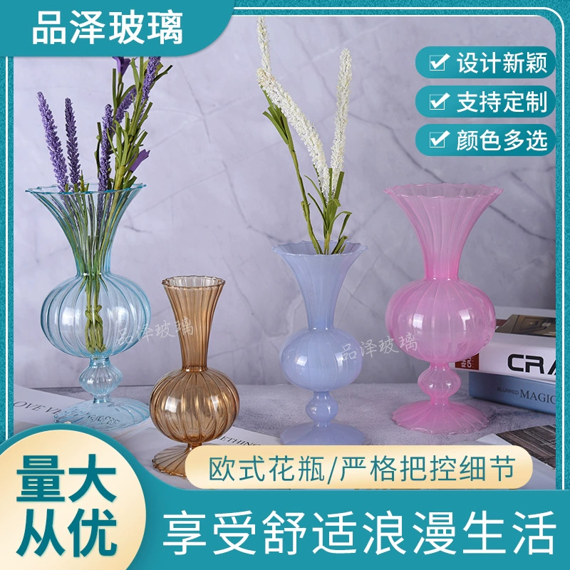 Заводская поставка Европейская Ретро стеклянная ваза Творческая витражная продукция Украшения для домашнего офиса