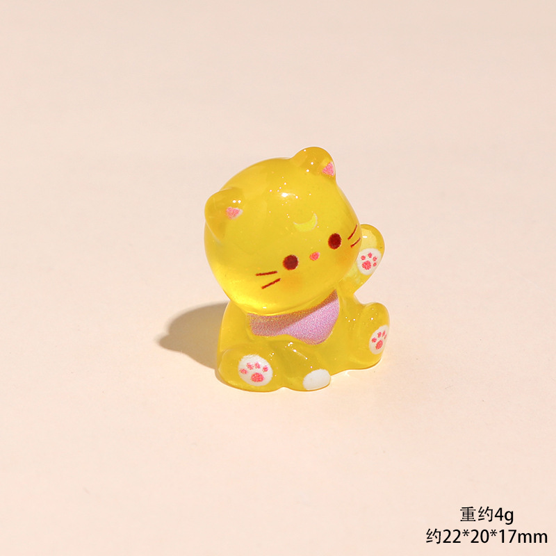 卡通夜光坐立露娜猫咪动物树脂小摆件diy钥匙扣挂件桌面车载摆件|undefined