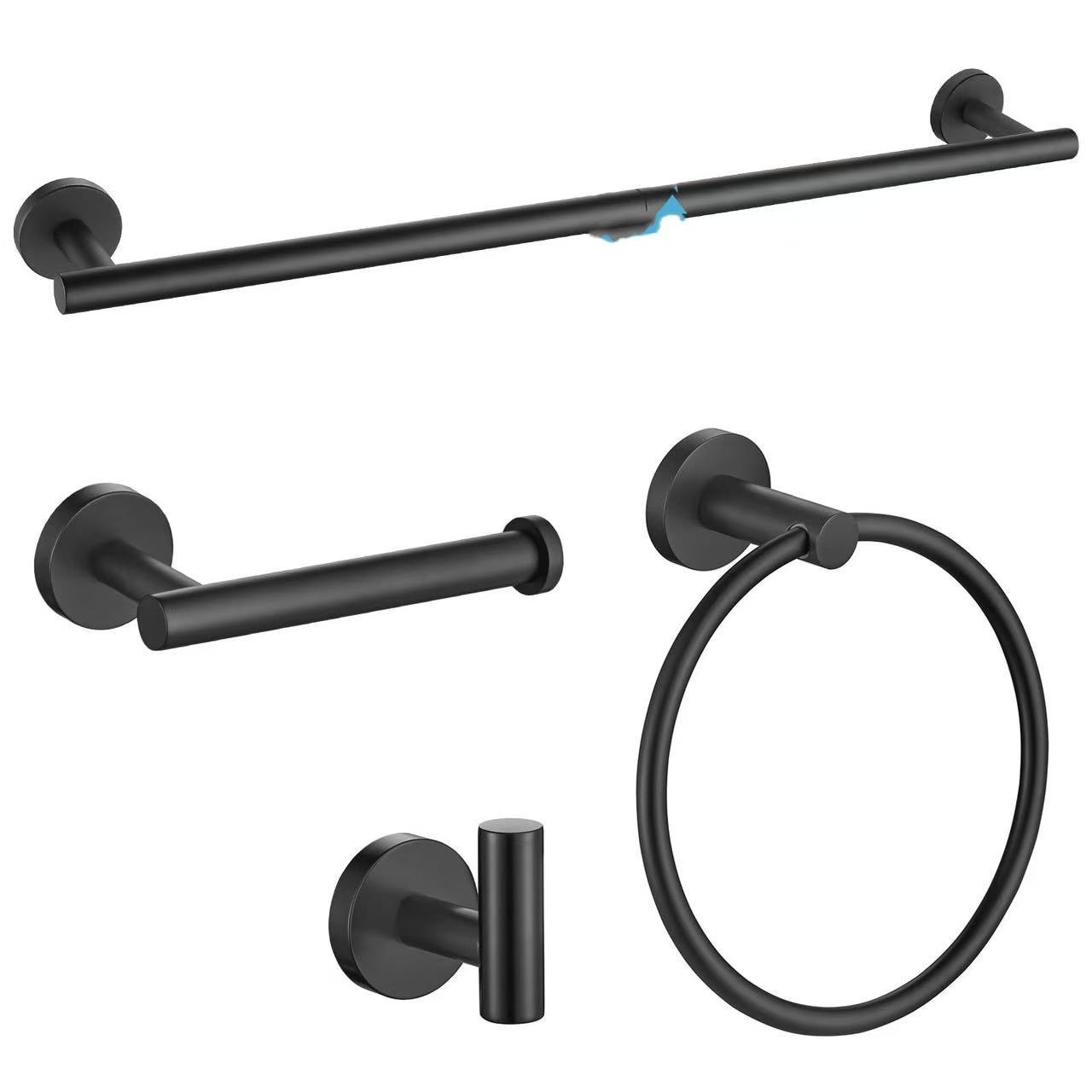 Cross-border 304 barra de toalla de acero inoxidable conjunto negro sin perforación de baño accesorios de baño gancho de toallas de baño
