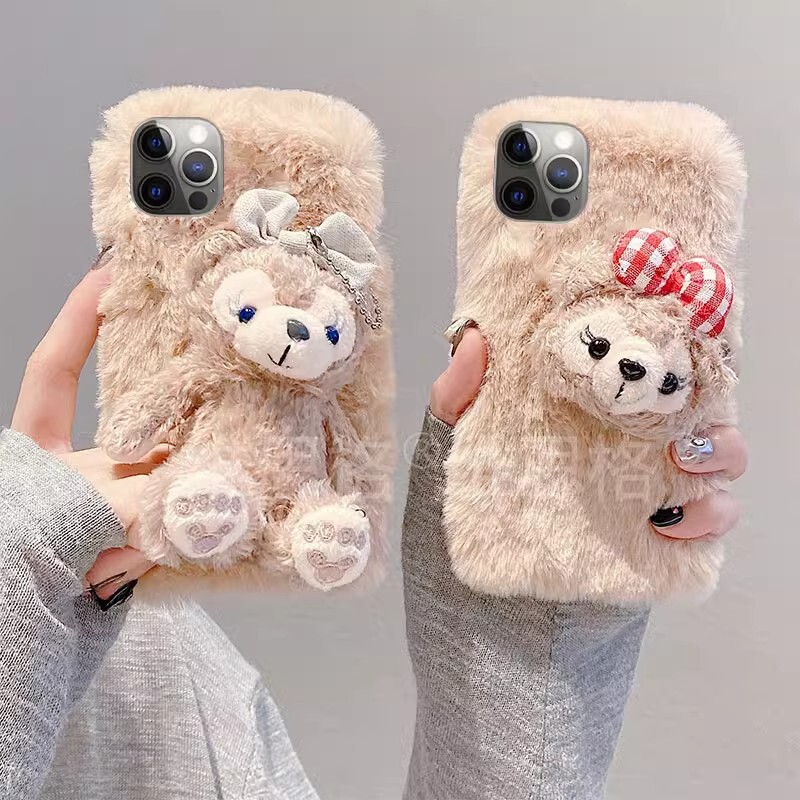 Plush Cartoon Duffy Bear Phone Case for Apple 14 Huawei Pura7 Silicone 70Pro Protective Case