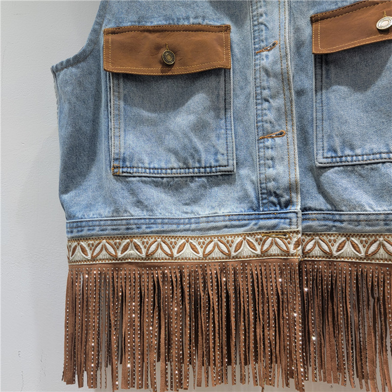 2025 otoño y invierno nueva moda de mujer casual versátil de color combinado de diamantes calientes fluidos mujeres sueltas delgadas chalecos de moda image 4