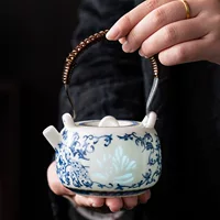 Белоснежный тонкий нефритовый фарфоровый чайник «мясной жир» с ручкой, высококлассный кунг-фу чайник, чайный подарок для старших, чайная посуда, сувенир