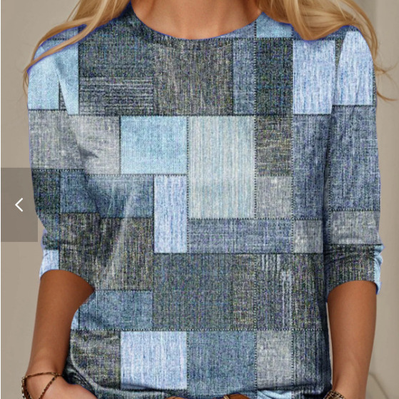 Women's long-sleeved T-shirt sweater graphic plaid flower long-sleeved daily weekend round neck plaid painting 3D printing Women's long-sleeved T-shirt sweater graphic plaid flower long-sleeved daily weekend round neck plaid painting 3D printing