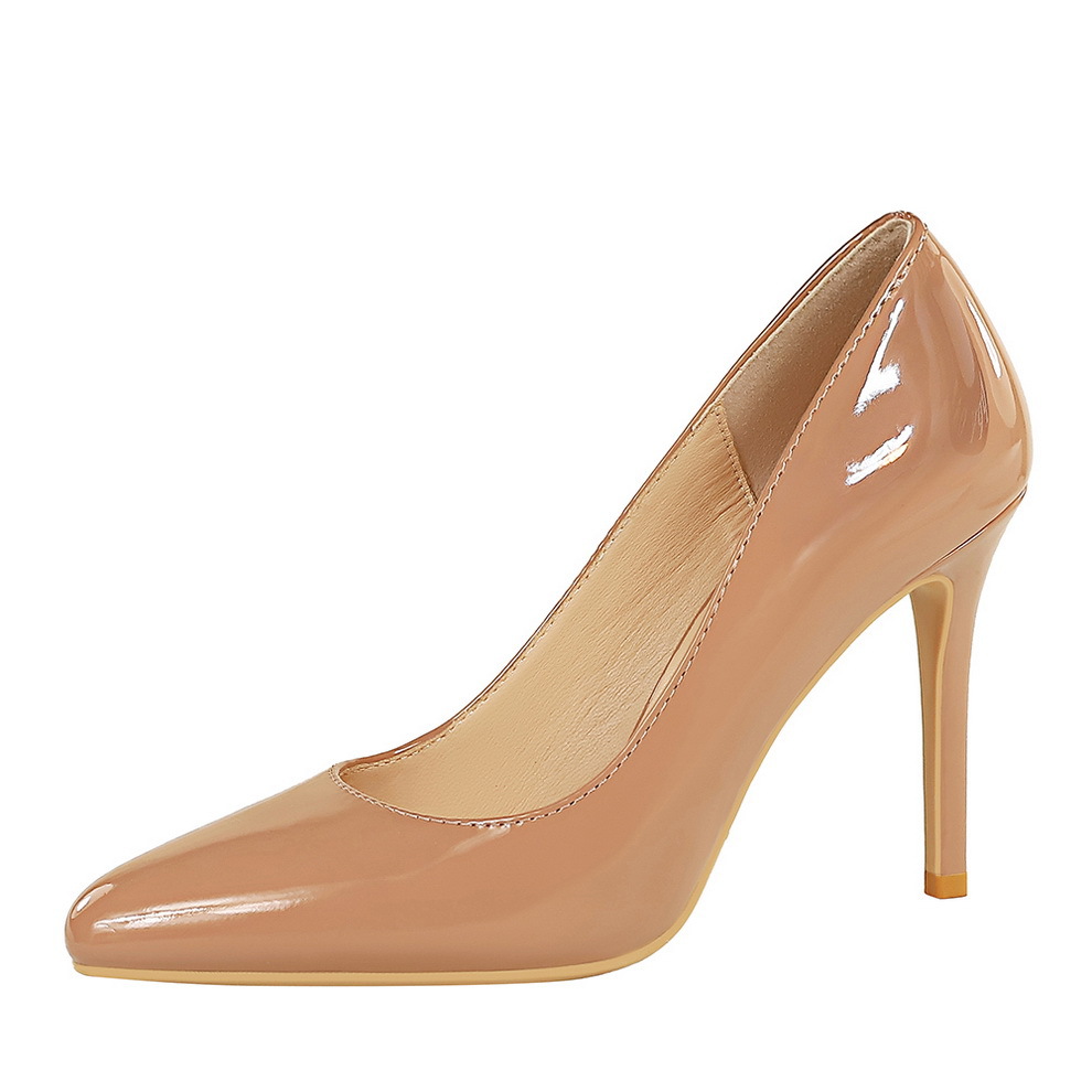 8317 High-End Banquet Pointed Toe High Heels Simple Patent Leather Shiny Single Fashion Shallow Mouth Elegant Women's_vogvips.com