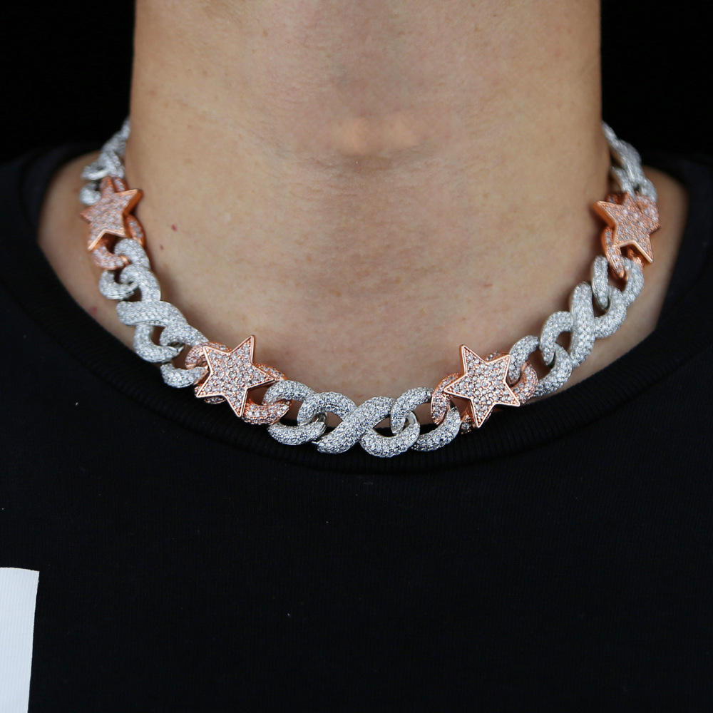 Holiday, Party, Street Occasion Hip-hop Star Copper Inlay Zircon Men's Necklace