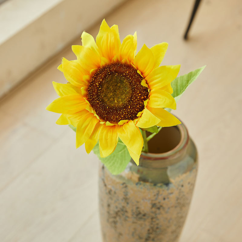 清新单支向日葵仿真花奶油系家居客厅餐桌假花装饰摆设新款假花详情8