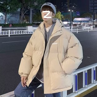 2022 New Hooded Cotton-padded Jacket Men's Winter Thickened Cotton-padded Jacket Coat Korean Fashionable Loose Fashionable Brand Bread Cotton-padded Jacket