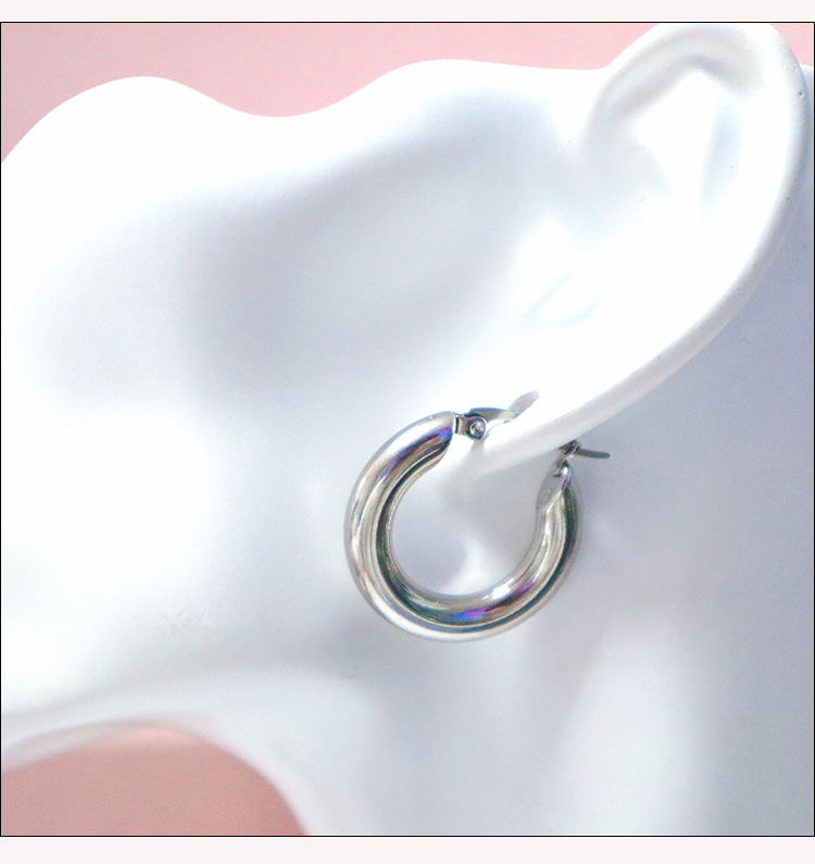 1 Pair Simple Style Solid Color Plating Stainless Steel Hoop Earrings display picture 2