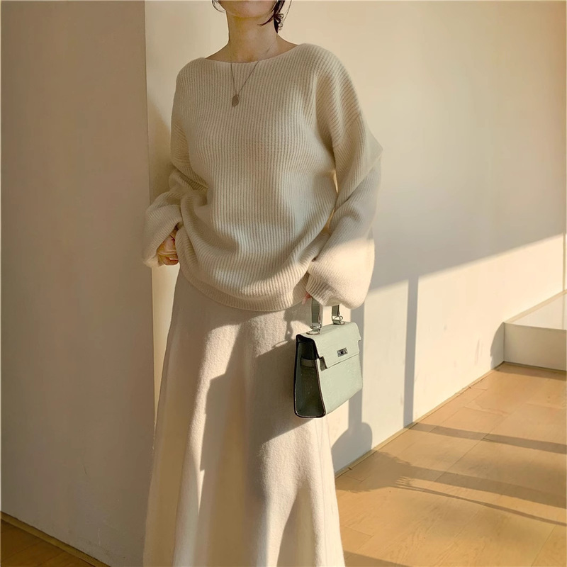 Korean Style Gentle Style Knitted Dress Women's Autumn and Winter New Elegant Elegant Round Neck Top Skirt Two-piece Set Korean Style Gentle Style Knitted Dress Women's Autumn and Winter New Elegant Elegant Round Neck Top Skirt Two-piece Set