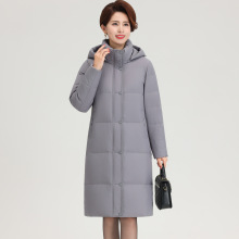 中年妈妈羽绒服女中长款气质羽绒衣连帽中老年时尚女装厚外套冬季