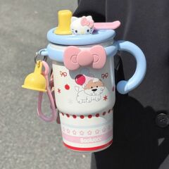 セラミックライナー小型アイスカップ魔法瓶カップ女の子のための見栄えの良いコーヒーカップポータブル 2025 新しいストローカップ