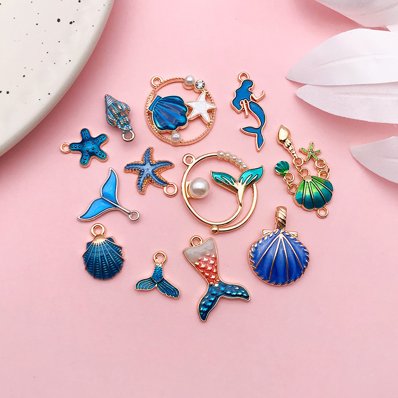 Shell, Fish Tail Pattern 1 Piece 20*17mm Alloy Zircon Shell Fish Tail Polished Pendant