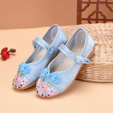 新款儿童老北京布鞋牛筋软底绣花鞋女古风汉服鞋子女民族风舞蹈鞋