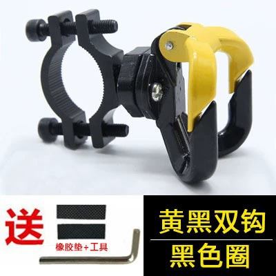 Bicycle Shopping Bag Hook, Motorcycle Safety Supplies - black-and-yellow-double-hook-black-fixing-ring