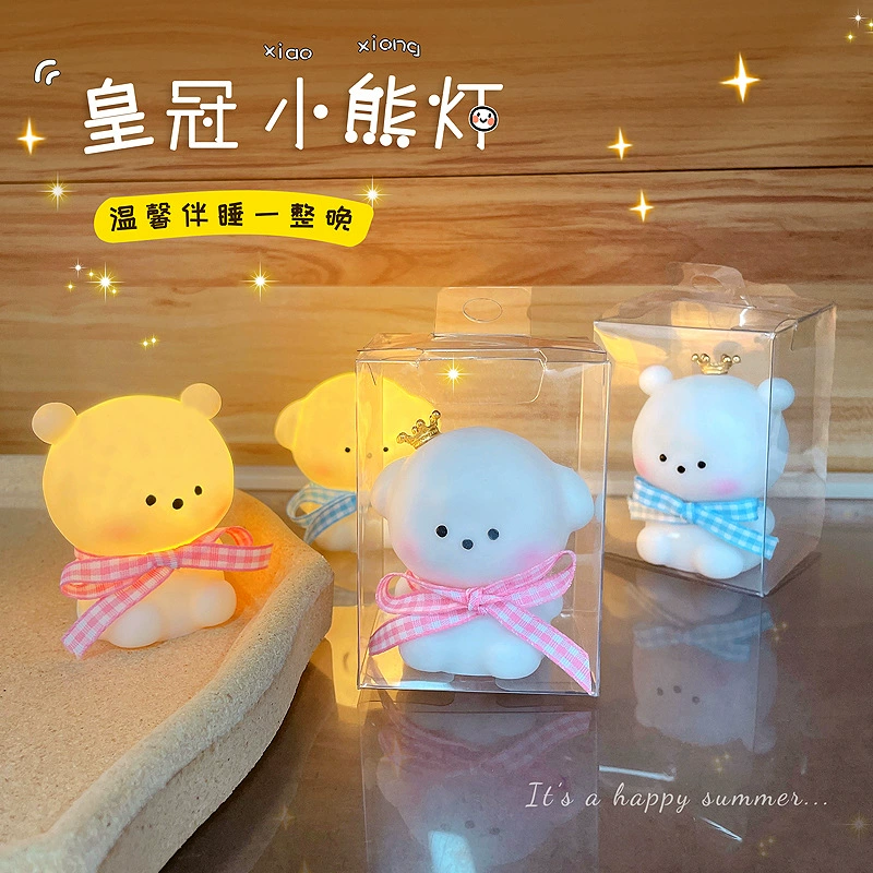 Ins Корона медвежонок атмосфера маленький ночной свет Студенческое общежитие спальня спальная кровать светильник на день рождения книжный подарок