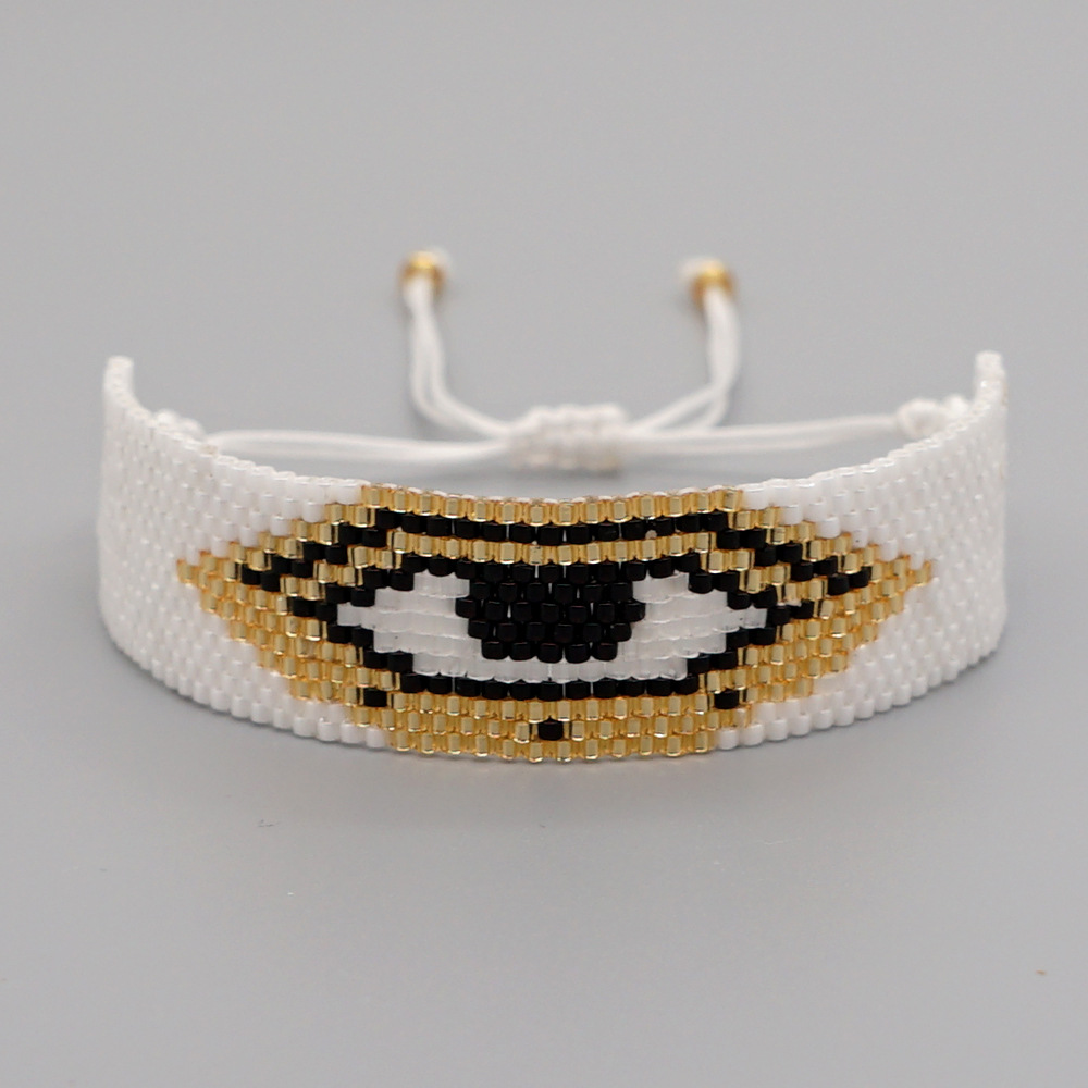 Ethnic Style Religious Totem Devil's Eye Hand-woven Beaded Miyuki Rice Bead Bracelet display picture 3