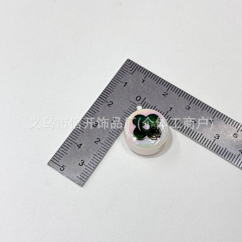 通孔电镀四叶草小圆饼串珠笔配件手机钥匙链包挂diy手工饰品材料|undefined