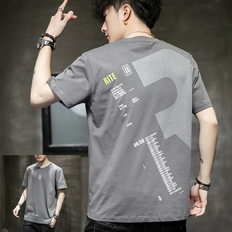 summer man Short sleeved T-shirt Trend ins Chaopai 100 clothes Thin section Chinese style men's wear motion T-shirt