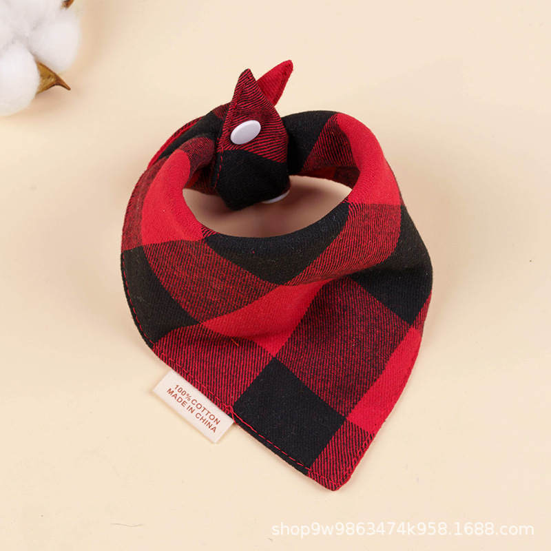 Bebé de algodón bebé babero triángulo BiB Snap de doble capa babero recién nacido niños bufanda a cuadros cuatro estaciones