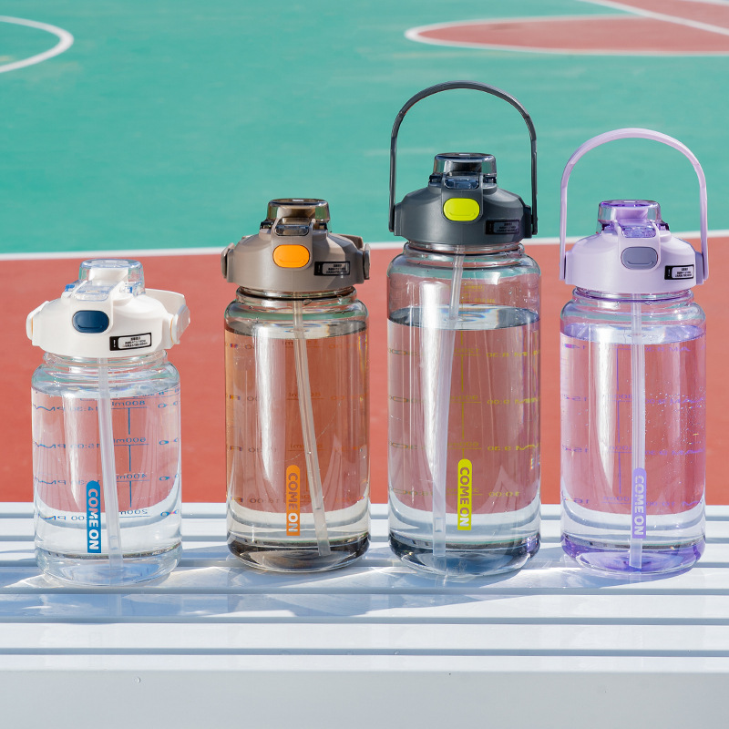 Mingtong 2387 taza de plástico de gran capacidad 2000ml correa elegante taza de plástico portátil coreana Internet Celebrity Plastic Cup