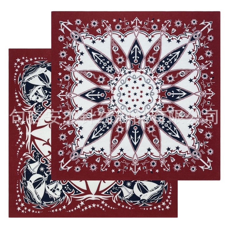 Pure Cotton American retro anchor printed square scarf 55x55cm hip hop Hip Hop Hip Hop square scarf bandana motorcycle square scarf