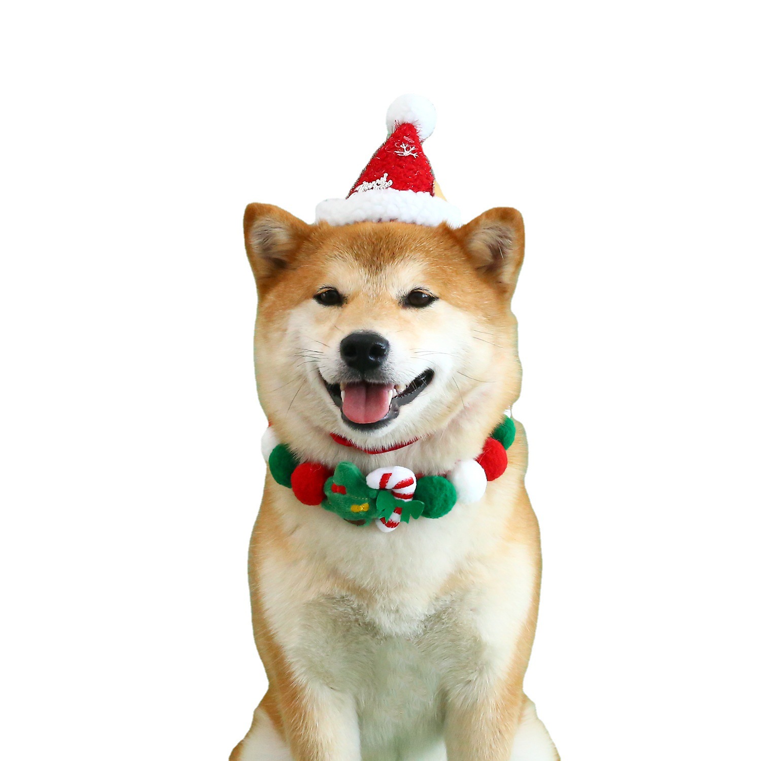 2023 pet ball collar tela de peluche campana sombrero de árbol de Navidad colorido gato perro collar decoración cadena