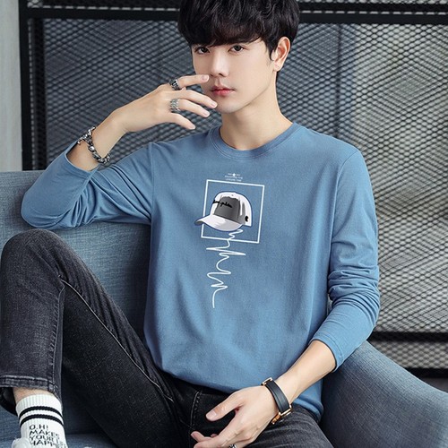 Spring and Autumn Large Size Long-Sleeve T-Shirt for Men, Casual Minimalist Ins Style, Mid-Youth Men's Versatile T-Shirt Base Shirt, Trendy
