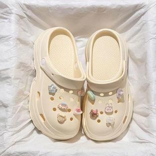 Thick-Soled Clogs for Women, Height-Increasing Eva, New Summer Style for Outdoor Wear, Home Use, Non-Slip, Lightweight, One-Piece Molded Closed-Toe Sandals