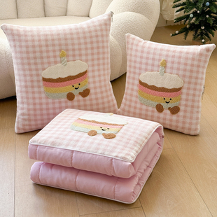 Cute Towel Embroidered Pillow Quilt Dual-Purpose Two-In-One Office Nap Blanket Car Pillow Quilt Blanket