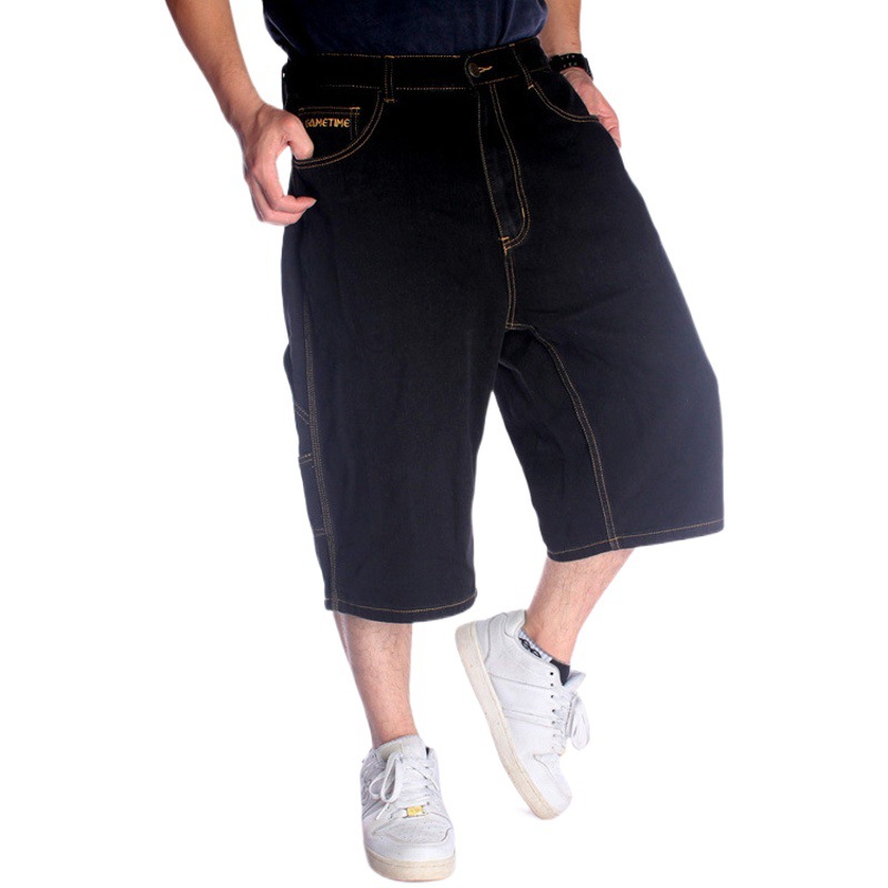 Cruz-frontera europea y americana multi-Bolsillo hip hop pantalones de skateboard hombres de moda suelta hip hop Denim pantalones más tamaño casual pantalones recortado