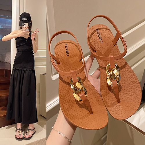 Women's Summer Fashion Roman Style Open-Toe Breathable Sandals with Toe Clips, Casual Flat Shoes for Outdoor Wear