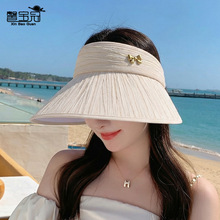 韩版薄纱大檐空顶帽夏季户外遮阳帽子女百搭显脸小遮脸防晒太阳帽
