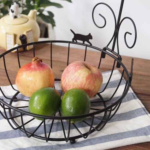 Japanese groceries creative cat posture wrought iron fruit basket living room snack storage metal fruit bowl