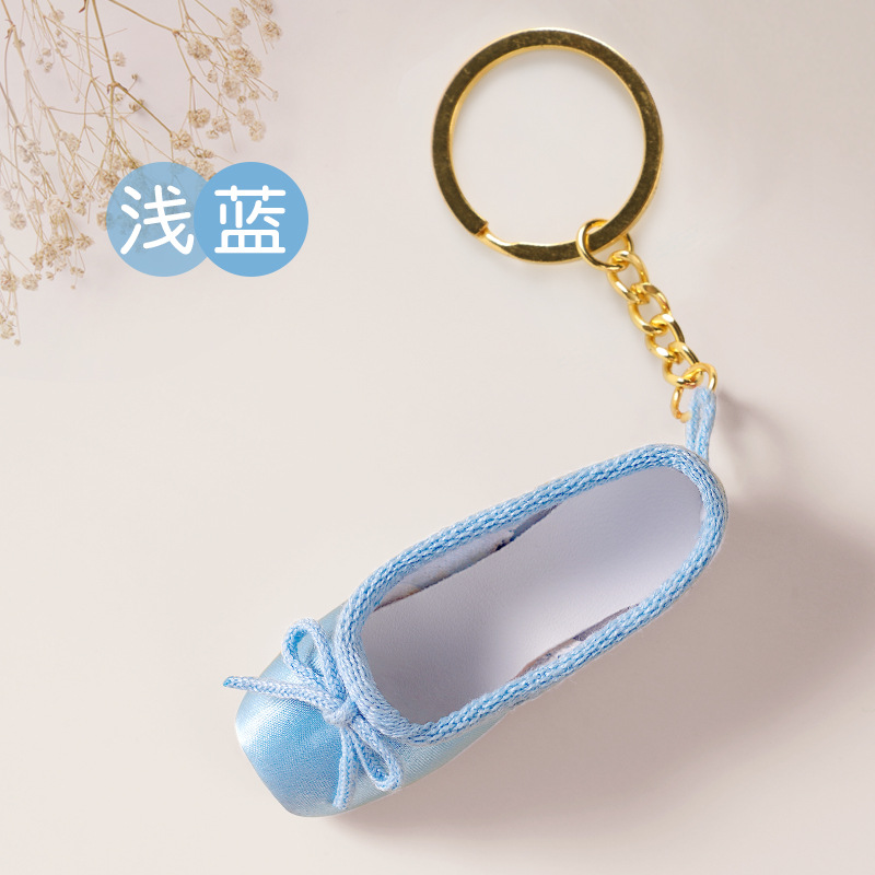 Nuevo hecho a mano ballet danza zapatos puntiagudos pequeña joyería mini zapatos de satén llavero joyería en caja