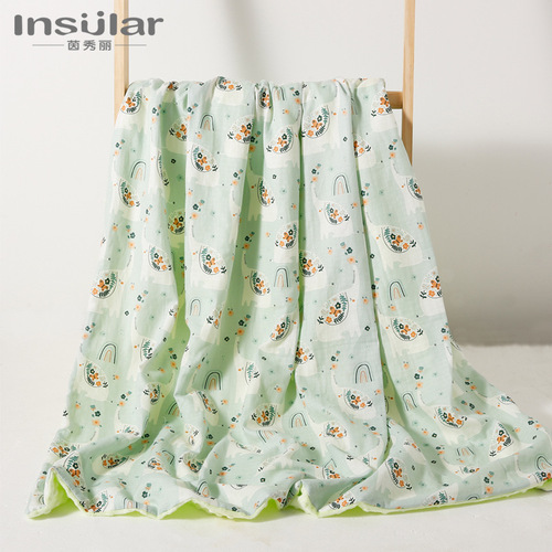 Yinxiuli double-layer cotton gauze children's comfort bean blanket baby blanket baby stroller blanket nap air-conditioned blanket
