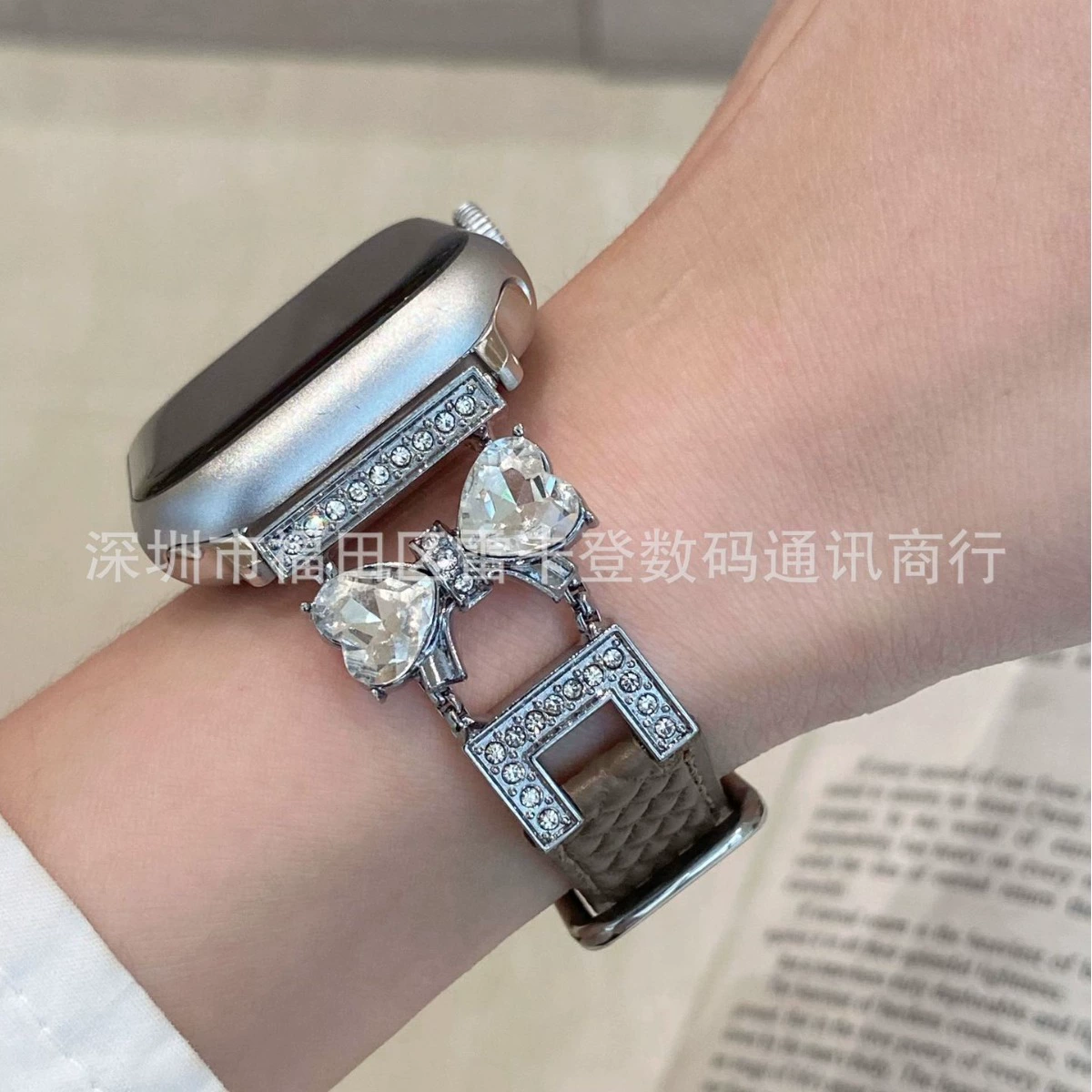 Бабочка бит ромб кожа ремень подходящий для Apple Watch iWatch 9 поколения 87654