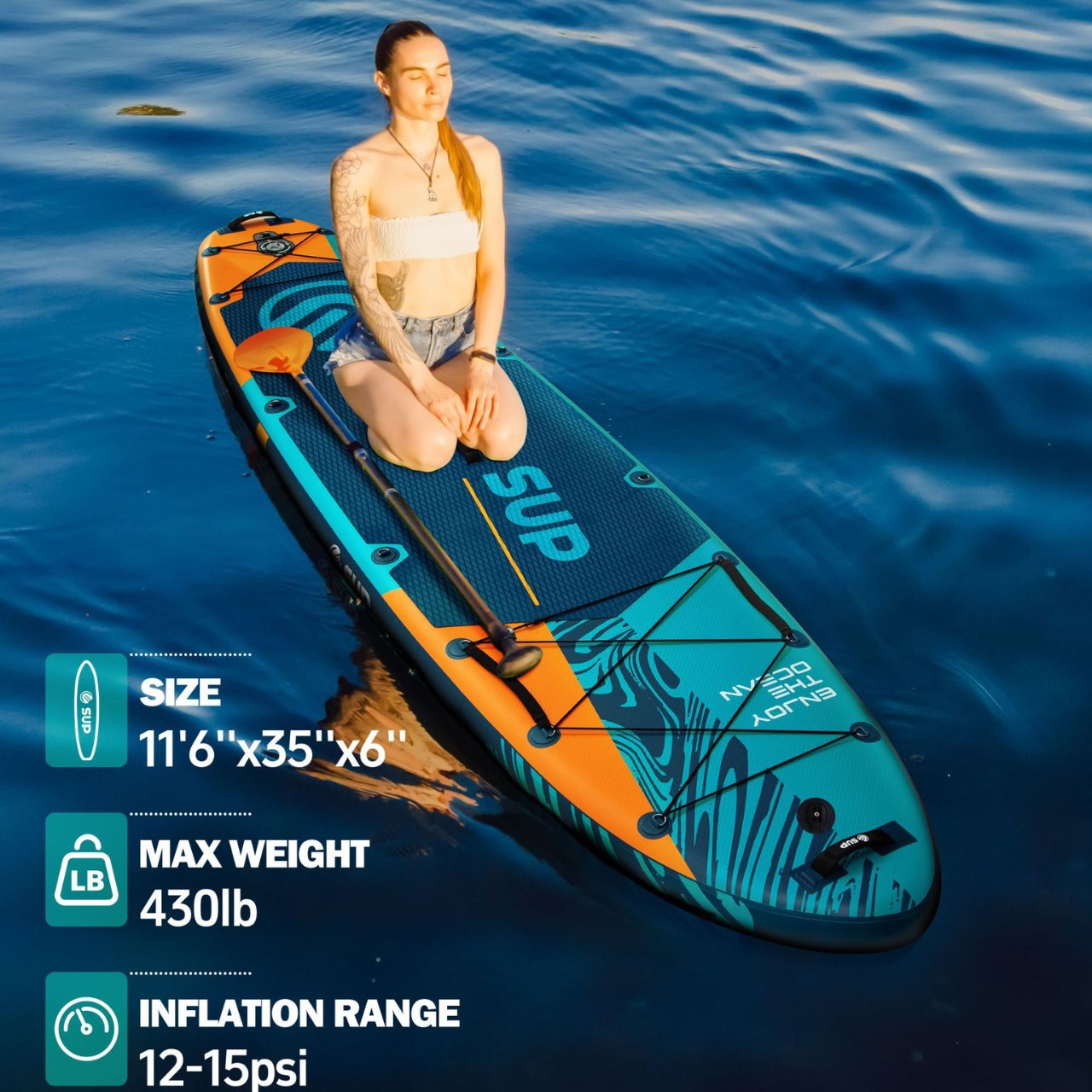 Esup 350 Extra Large, Extra Wide, Extra Stable Inflatable Paddle Board Sup Water Sports Fishing Surfing Stand-Up Paddle Board