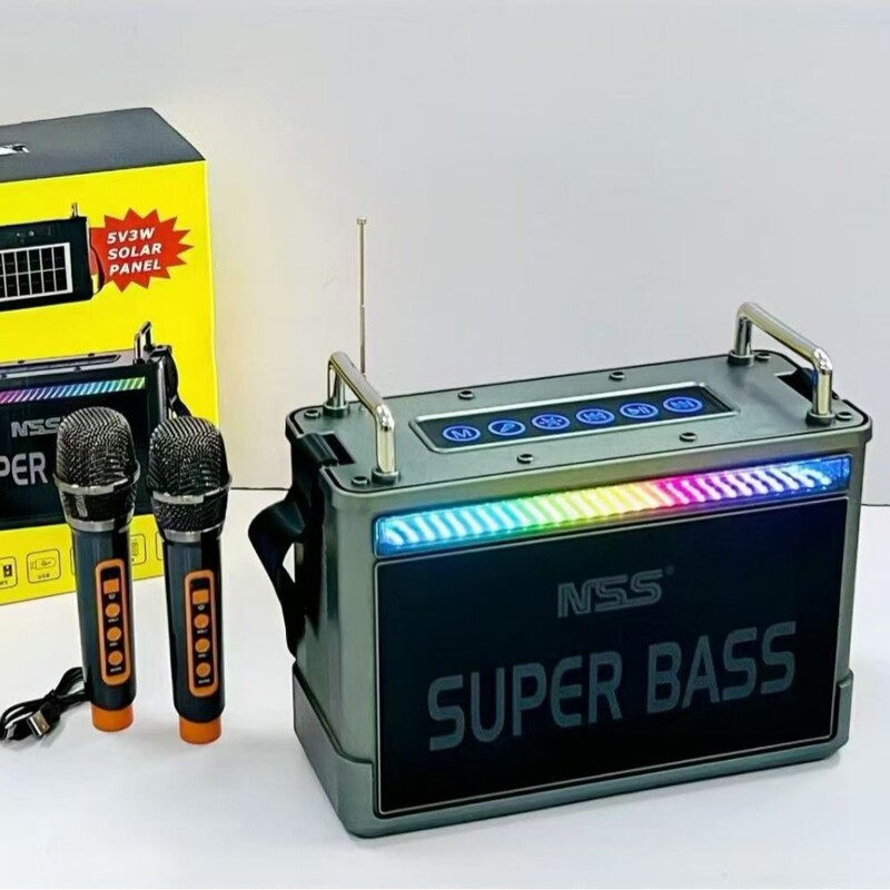 * The better the new NS-7090MIC bluetooth speaker dazzle lights outdoor portable dual microphone solar big!